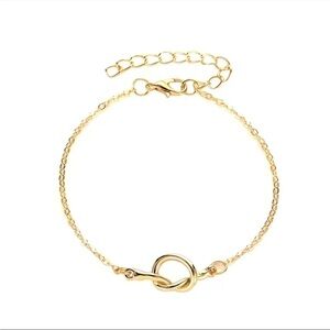 Thin knot metal anklet-gold